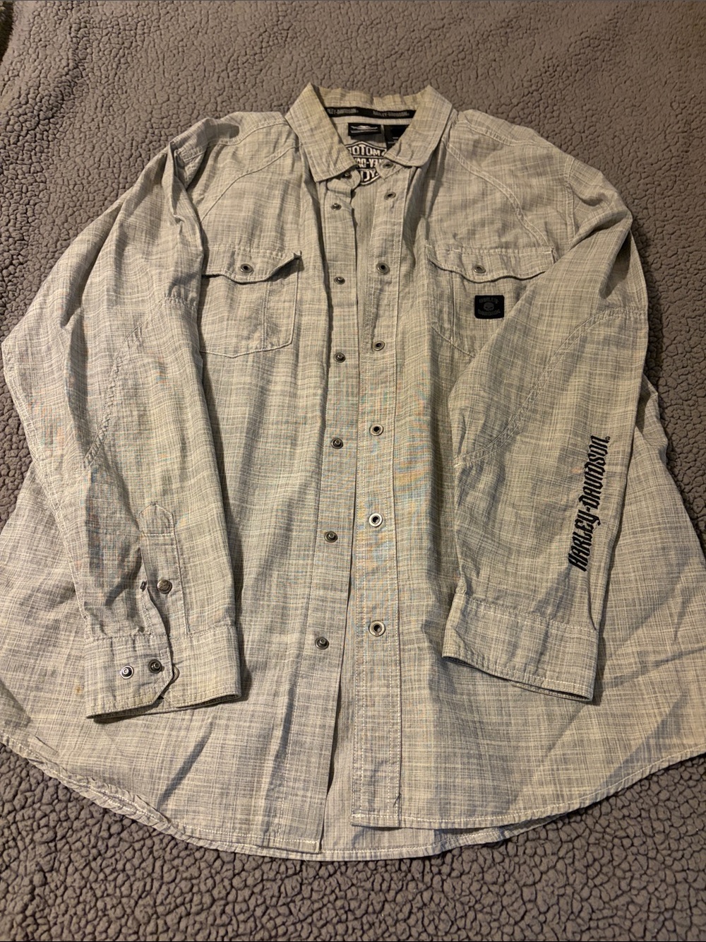 Harley-Davidson Heather Gray Long Sleeve Button Shirt